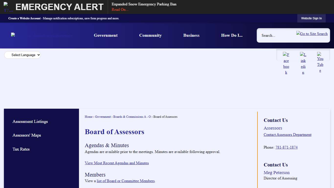 Board of Assessors Rockland Town, MA