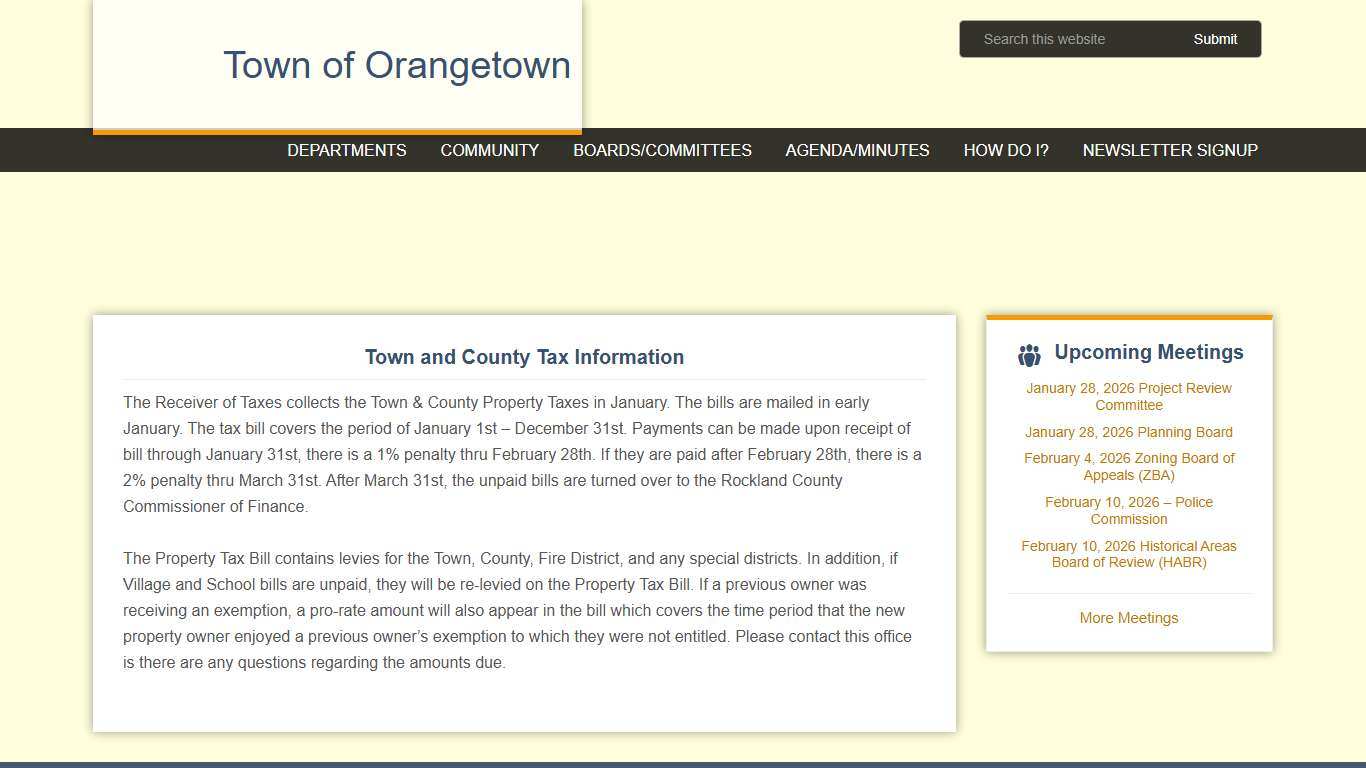 Town and County Tax Information Town of Orangetown